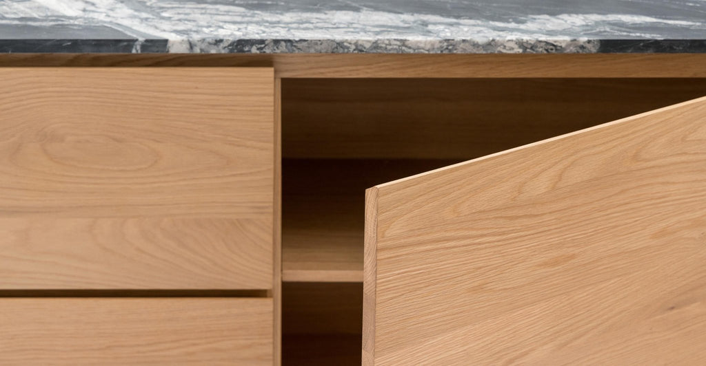 Kami 220 Sideboard - Light Oak & Nero Perlato.