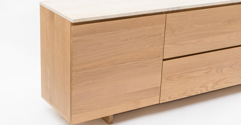 Kami 220 Sideboard - Light Oak & Travertine.