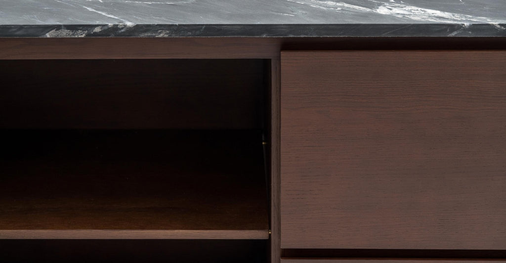 Kami 220 Sideboard - Smoked Oak & Nero Perlato.