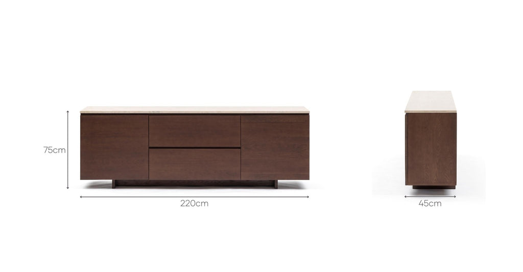 Kami 220 Sideboard - Smoked Oak & Travertine.