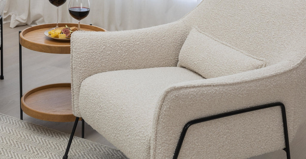 Kubik Accent Chair - Ivory Boucle.