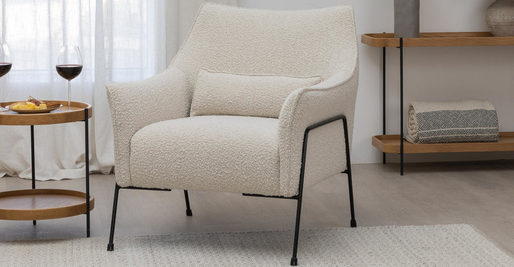 Kubik Accent Chair - Ivory Boucle.