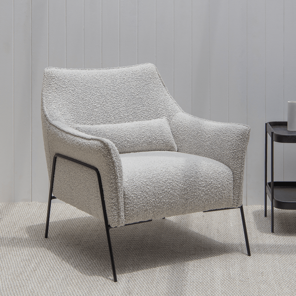 Kubik Accent Chair - Salt & Pepper Boucle.