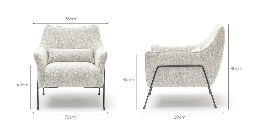 Kubik Accent Chair - Salt & Pepper Boucle.