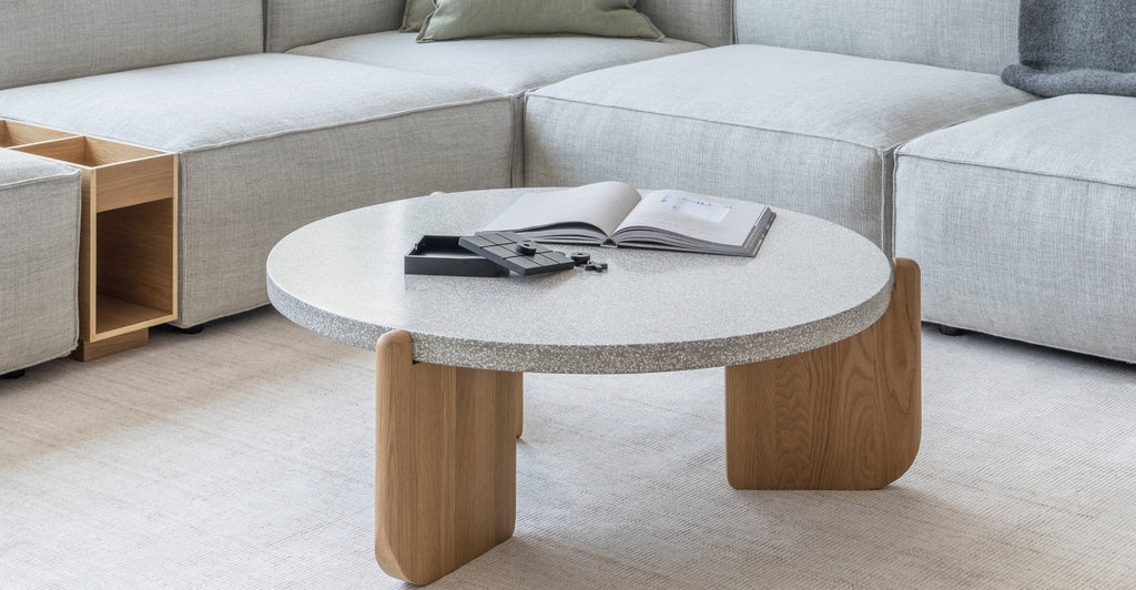 Native Coffee Table - Warm Cement & Light Oak.