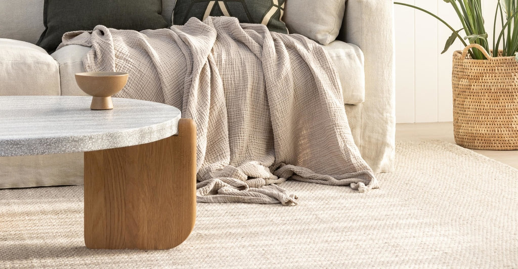 Native Coffee Table - Warm Cement & Light Oak.