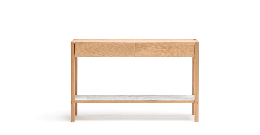 Nell Console - Light Oak & Bianca Carrara.