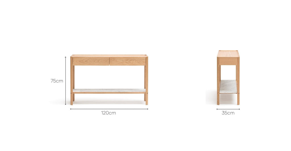 Nell Console - Light Oak & Bianca Carrara.