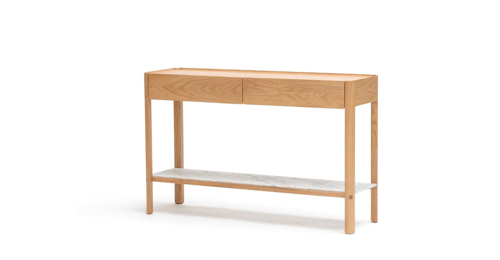 Nell Console - Light Oak & Bianca Carrara.