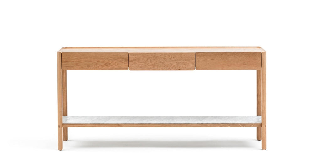 Nell Console - Light Oak & Bianca Carrara.