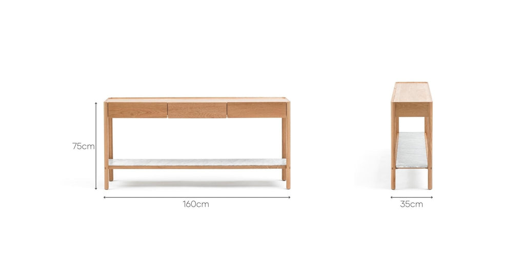 NELL CONSOLE - LIGHT OAK & BIANCA CARRARA - THE LOOM COLLECTION