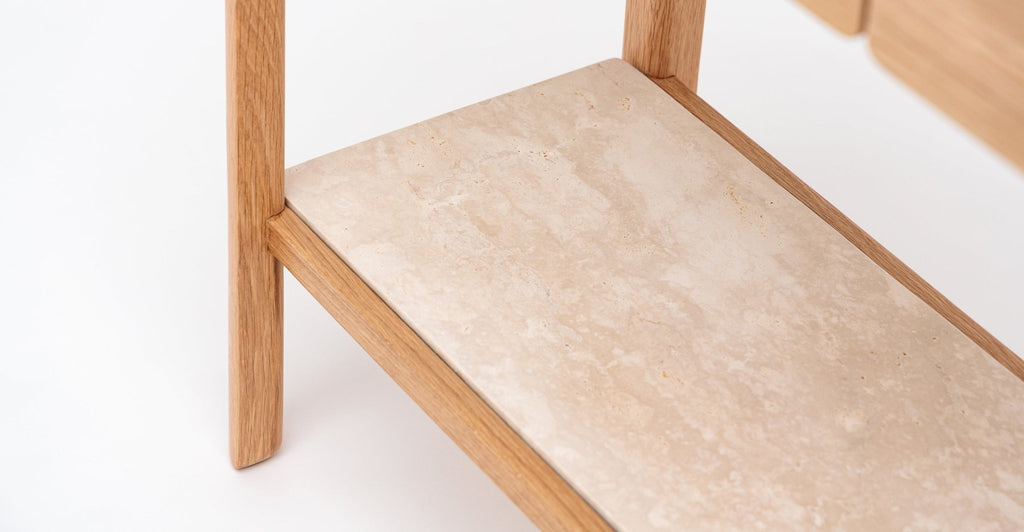 NELL CONSOLE - LIGHT OAK & TRAVERTINE - THE LOOM COLLECTION