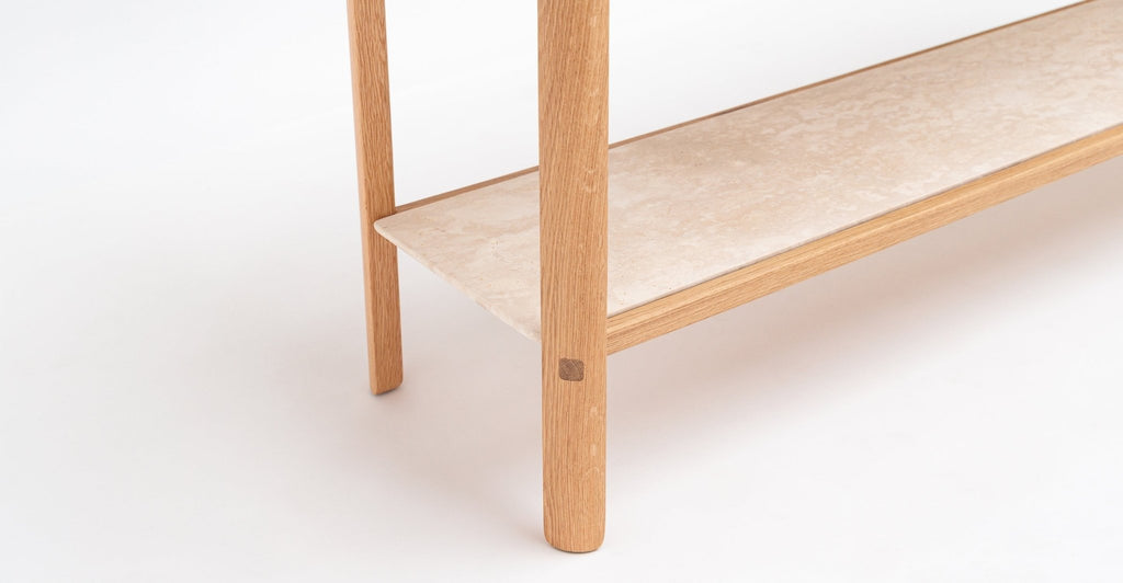 NELL CONSOLE - LIGHT OAK & TRAVERTINE - THE LOOM COLLECTION