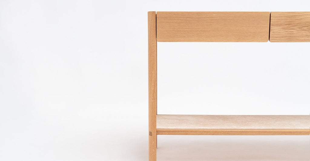 NELL CONSOLE - LIGHT OAK & TRAVERTINE - THE LOOM COLLECTION