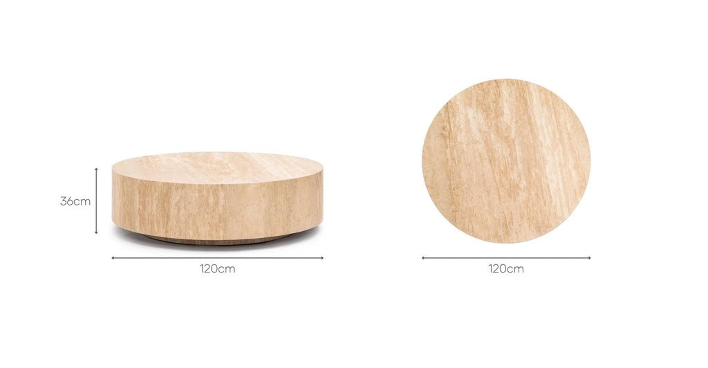 Nuba Round Coffee Table - Travertine.