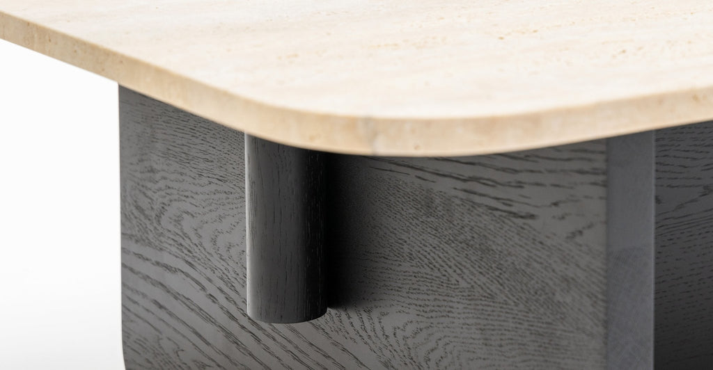 Pivot Coffee Table - Black Oak & Travertine.