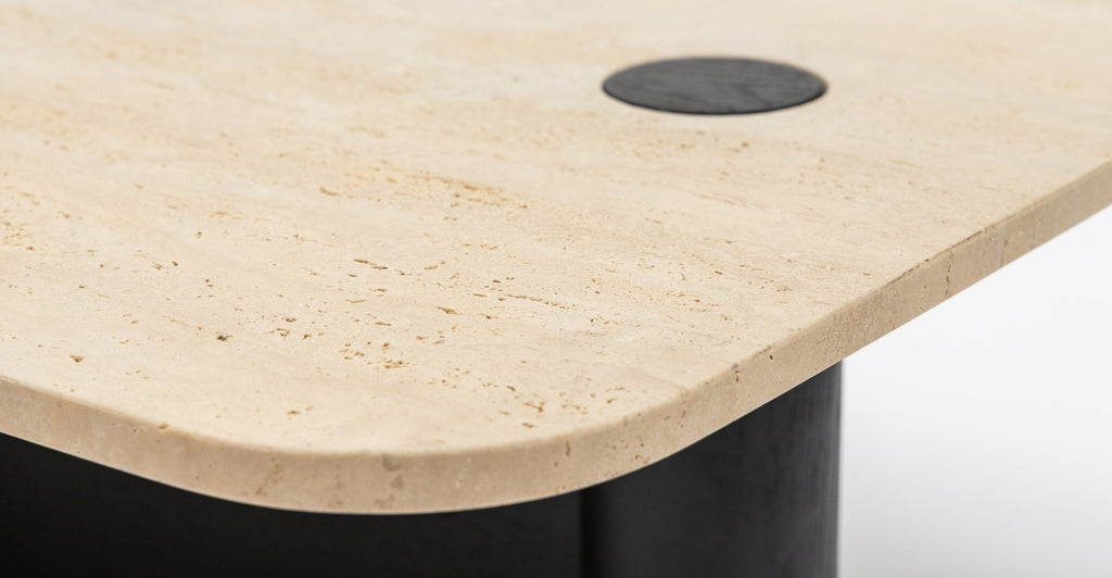 Pivot Coffee Table - Black Oak & Travertine.