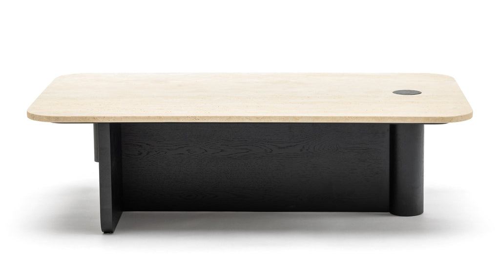 Pivot Coffee Table - Black Oak & Travertine.