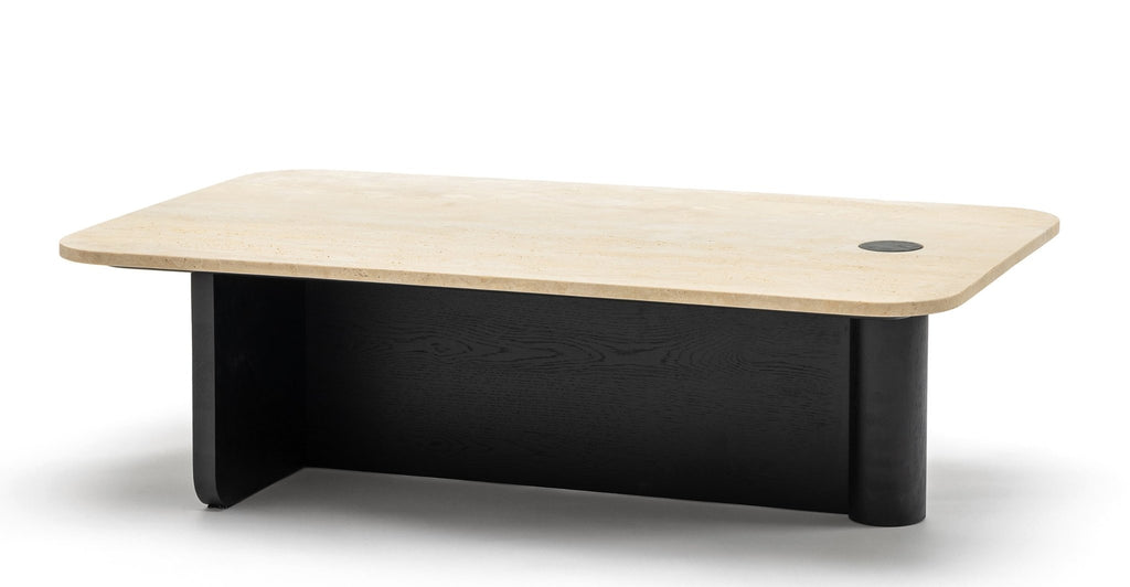 Pivot Coffee Table - Black Oak & Travertine.