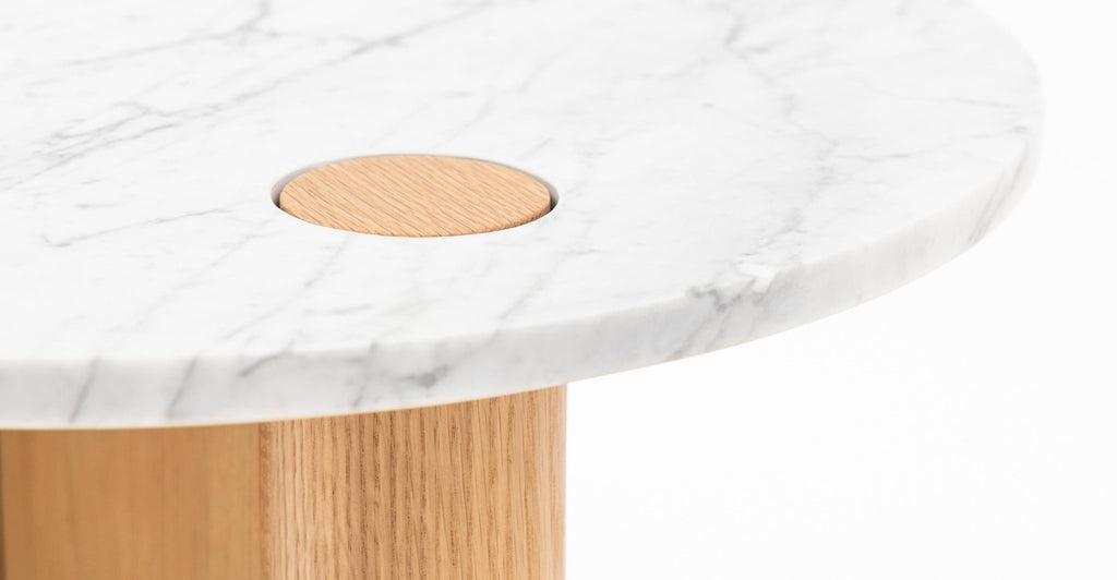 Pivot Side Table - Light Oak & Bianca Carrara.