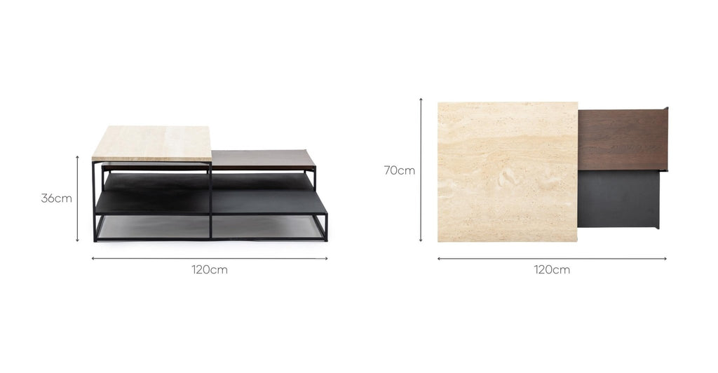 Podium Coffee Table - Travertine & Smoked Oak