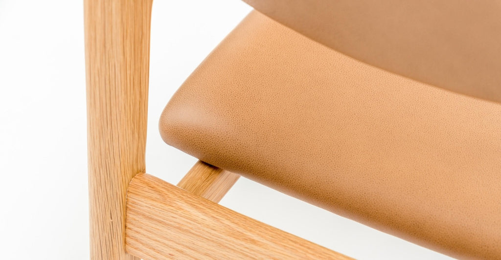 Poise Lounge Chair - Light Oak & Pecan Leather.