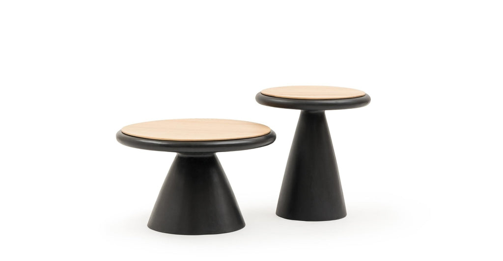 Ramel End Table - Light Oak & Black.