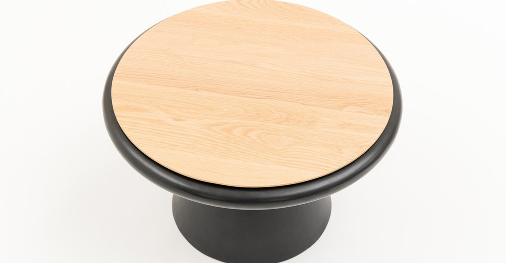 Ramel End Table - Light Oak & Black.