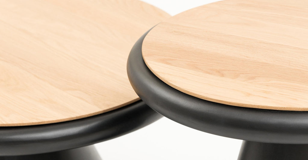 Ramel End Table - Light Oak & Black.