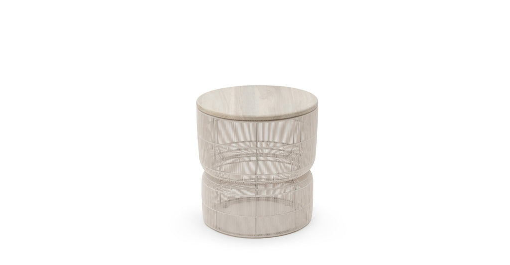 Riviera Side Table - Chalk & Aged Teak.