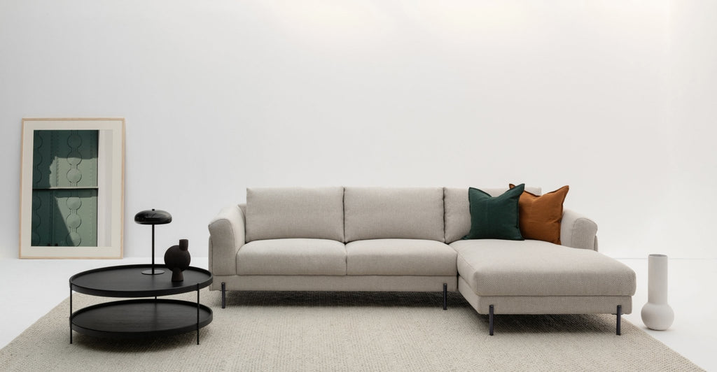 Serena L-Shaped Sofa - Almond Cream.