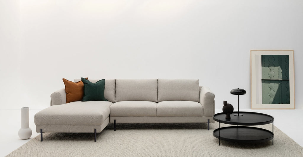 Serena L-Shaped Sofa - Almond Cream.