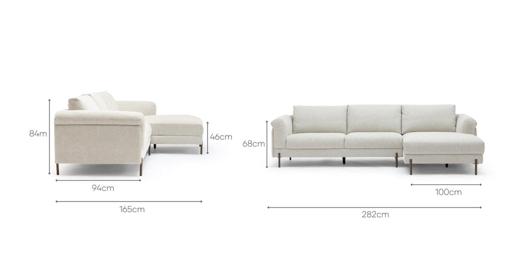 Serena L-Shaped Sofa - Almond Cream.