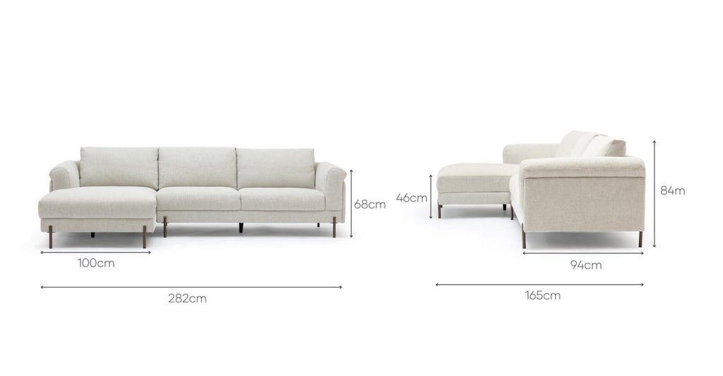 Serena L-Shaped Sofa - Almond Cream.