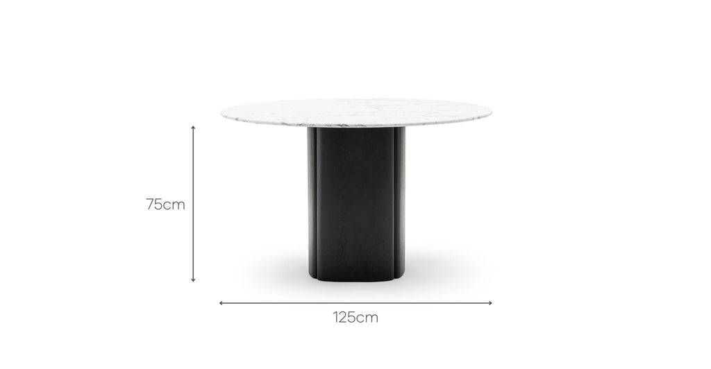 Tathra 125 Table - Black Oak & Bianca Carrara.