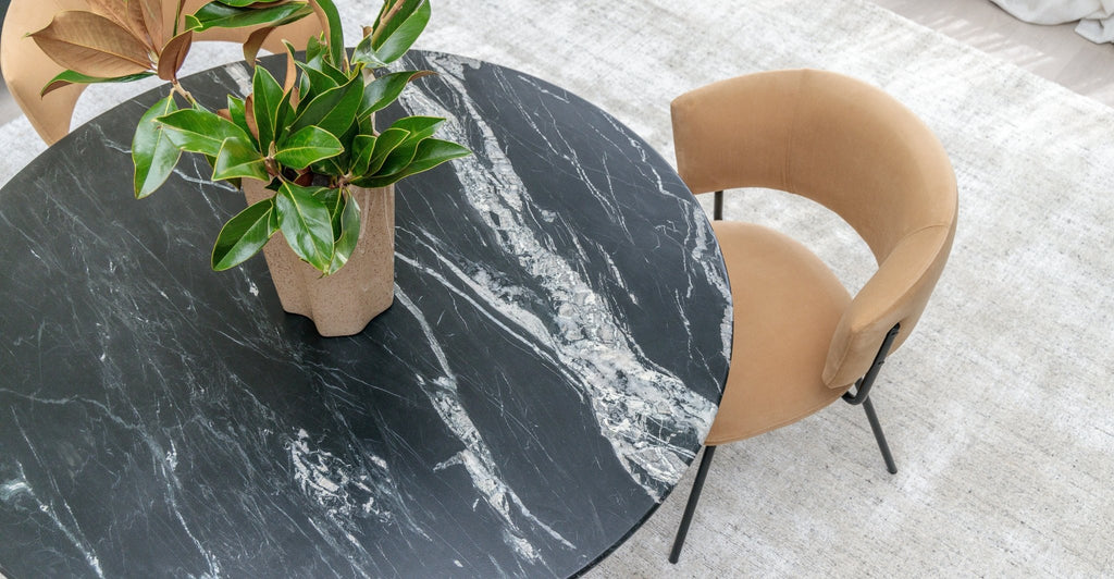 Tathra 125 Table - Black Oak & Nero Perlato.