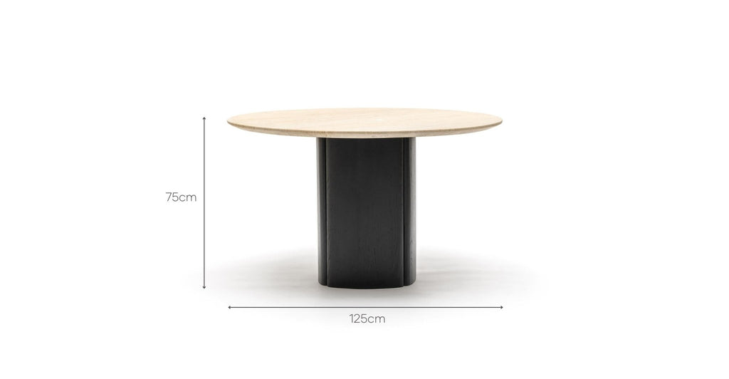 Tathra 125 Table - Black Oak & Travertine.