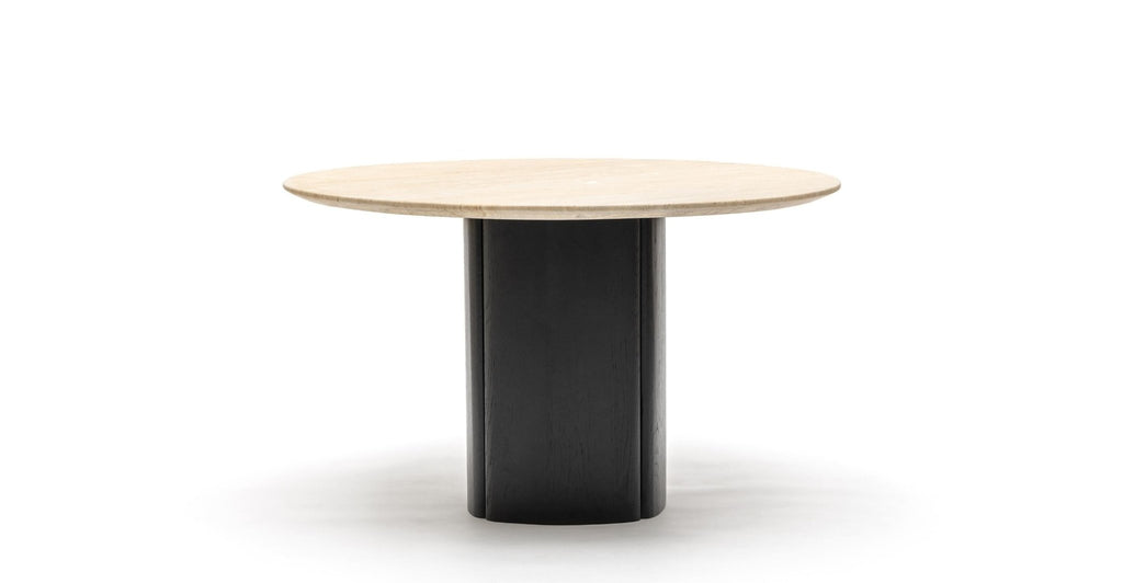 Tathra 125 Table - Black Oak & Travertine.