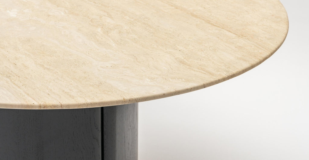 Tathra 125 Table - Black Oak & Travertine.