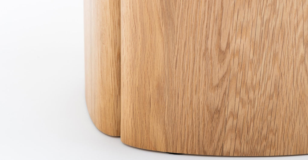 Tathra 125 Table - Light Oak & Bianca Carrara.