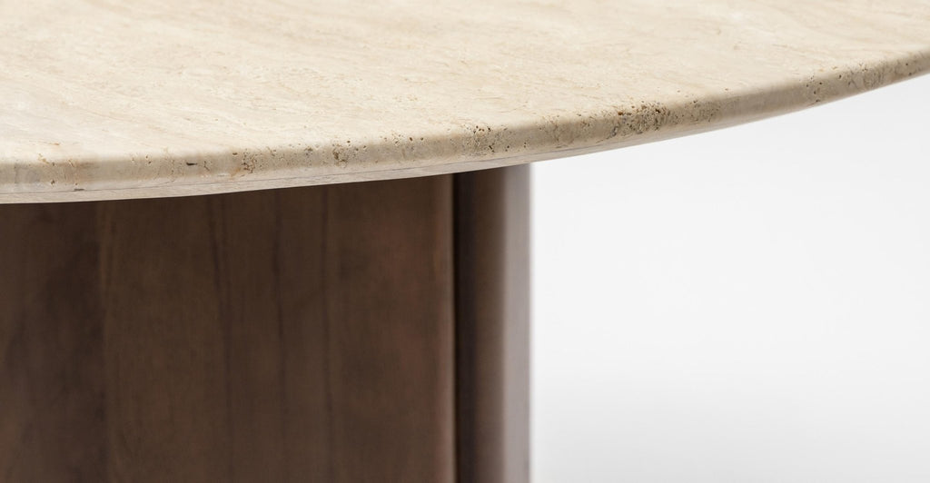 Tathra 125 Table - Smoked Oak & Travertine.