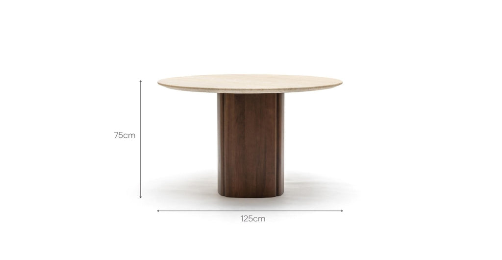 Tathra 125 Table - Smoked Oak & Travertine.