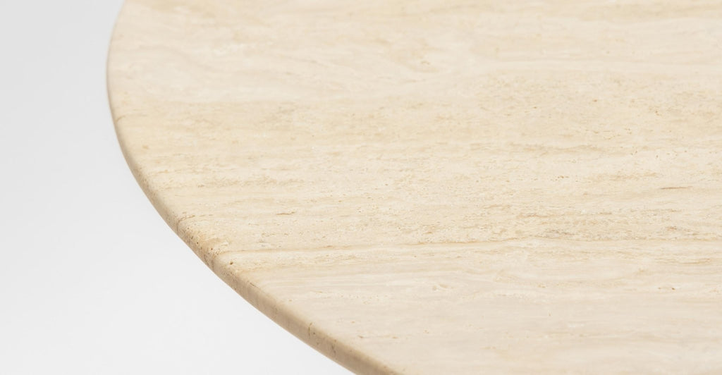 Tathra 125 Table - Smoked Oak & Travertine.