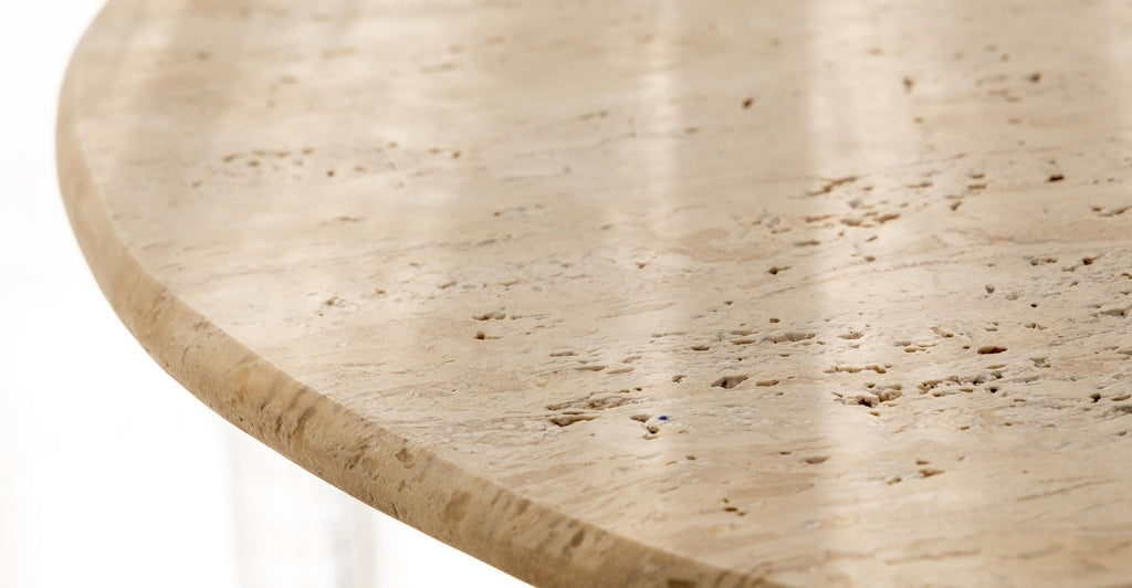 Tathra 125 Table - Smoked Oak & Travertine.