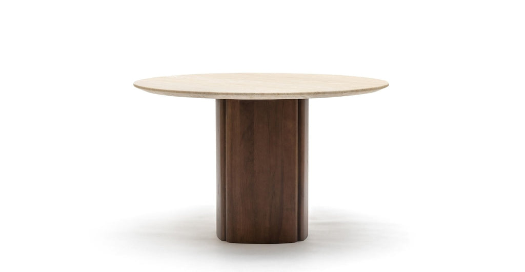 Tathra 125 Table - Smoked Oak & Travertine.