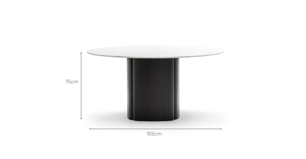 Tathra 155 Table - Black Oak & Bianca Carrara.