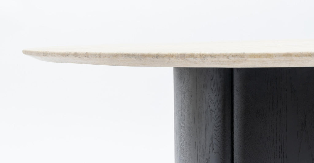 Tathra 155 Table - Black Oak & Travertine.