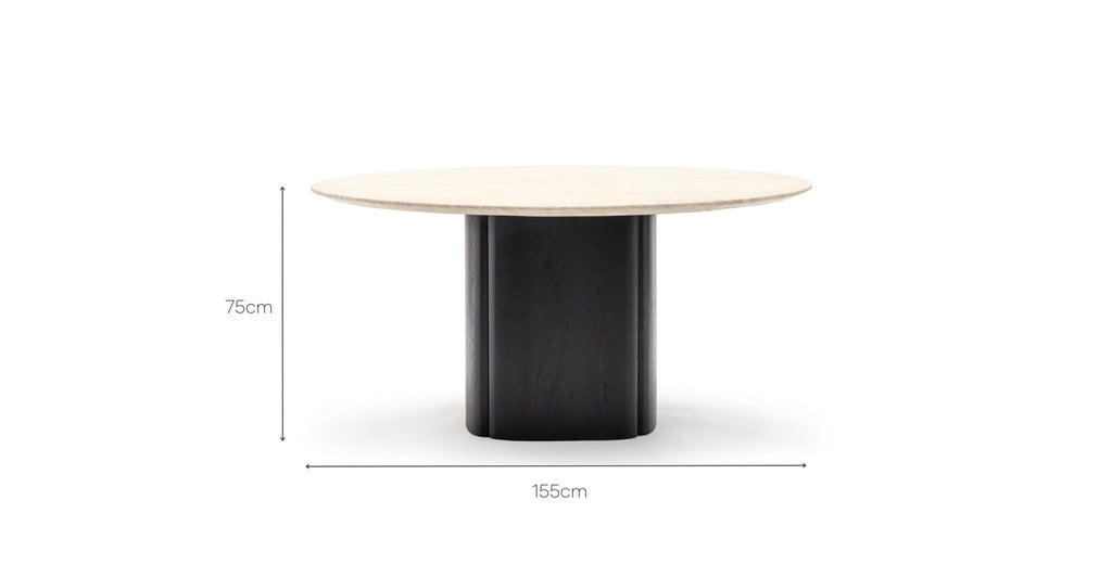 Tathra 155 Table - Black Oak & Travertine.