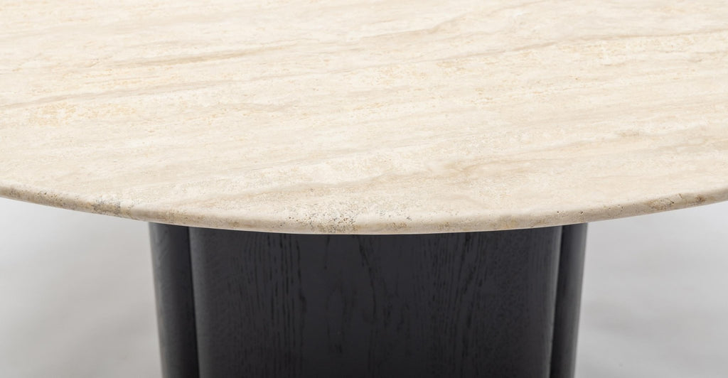 Tathra 155 Table - Black Oak & Travertine.