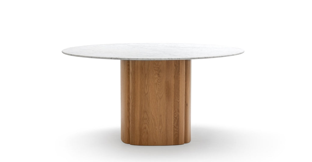 Tathra 155 Table - Light Oak & Bianca Carrara.